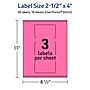 Avery Rectangle Laser/Inkjet Multipurpose Labels, 2.5" x 4", Bright Pink (30/Pack)~#|#~5E41FE5A-E916-4627-BE4BCEE13D9540B8_sc7