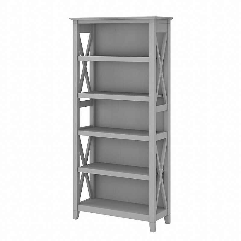 Bush Furniture Key West 66"H 5-Shelf Bookcase with Adjustable Shelves, Cape Cod Gray Laminated Wood (KWB132CG-03) image 1