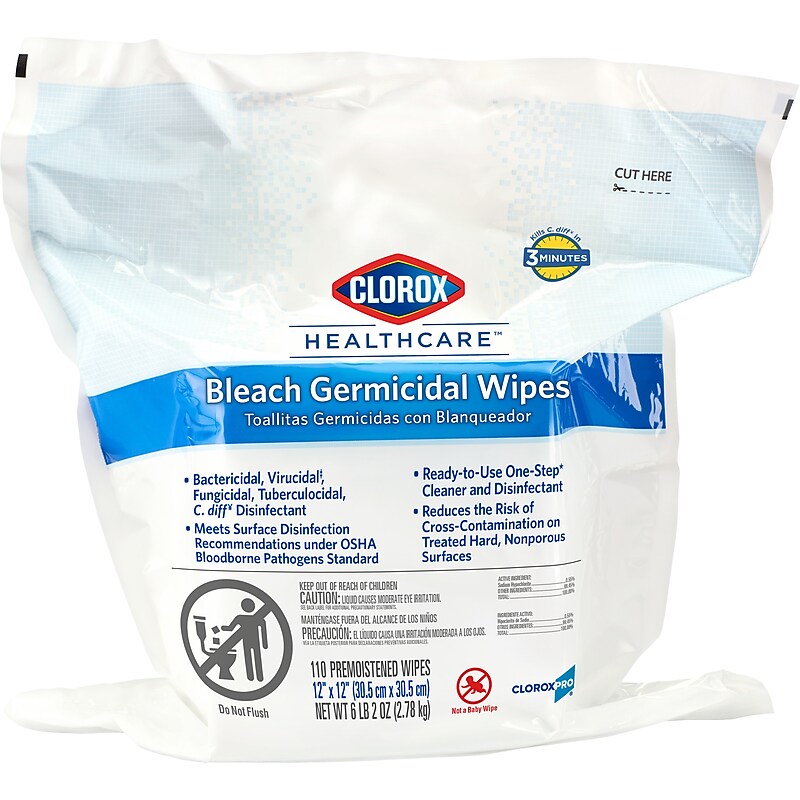Clorox Healthcare Disinfecting Wipes Refill, 110 Wipes/Pouch (30359) image 1