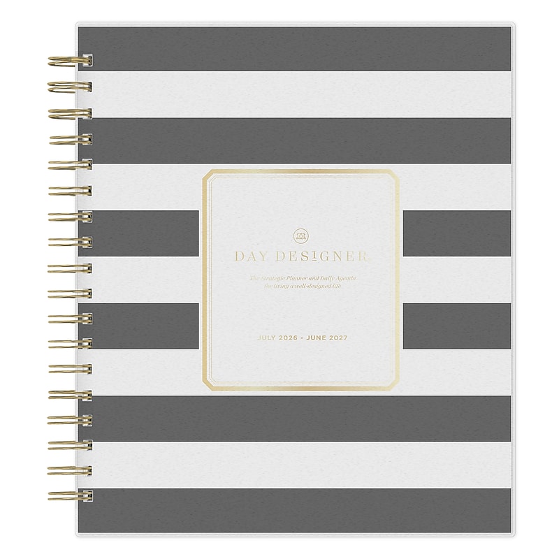 2026-2027 Blue Sky Day Designer 8" x 10" Academic Year Daily & Monthly Planner, Plastic Cover, Rugby Stripe (137885-A27) image 1