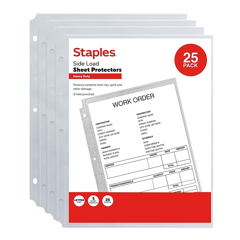 Staples Heavyweight Sheet Protector, 8.5" x 11", Clear, 25/Pack (76001) image 1