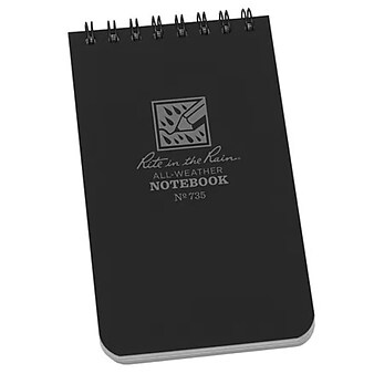 Rite In The Rain All-weather 1-Subject Pocket Notebook, 3" x 5", Graph Ruled, 50 Sheets, Black (735)