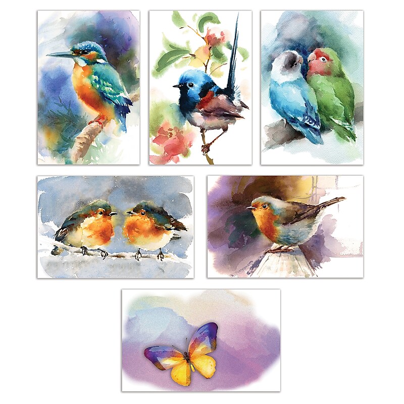 Better Office Cards with Envelopes, 4" x 6", Birds & Butterflies, 50/Pack (64564-50PK) image 1