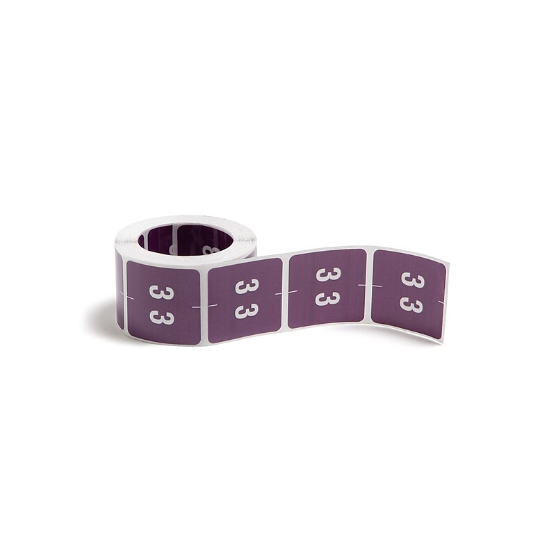 Smead DCC Color-Coded Numeric Label, 3, Label Roll, Purple, 250 labels per Roll (67423) image 1