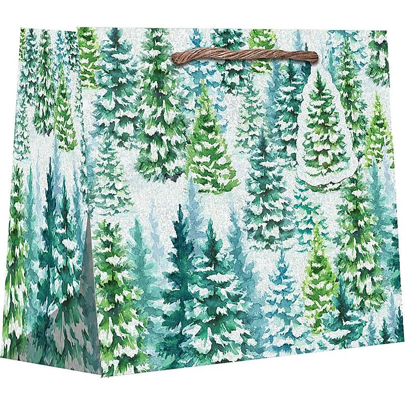 JAM Paper Snowy Trees Large Gift Bags, Multicolored, 120/Pack (526BXLT6241) image 1