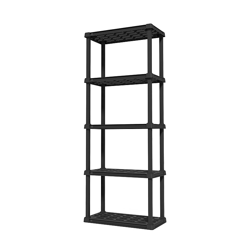 Iris 5-Shelf Plastic Shelving Unit, 63.6" x 23.9" x 11.8", Black (140039) image 1