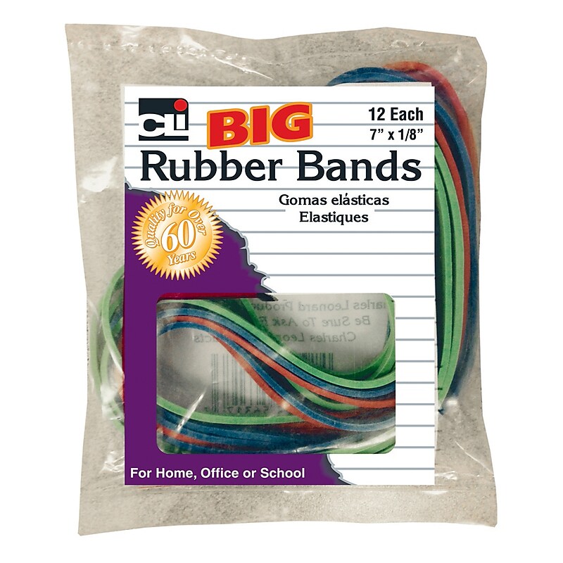 Charles Leonard Big Rubber Bands, 7" x 1/8", 12 packs of 12 (CHL56317) image 1