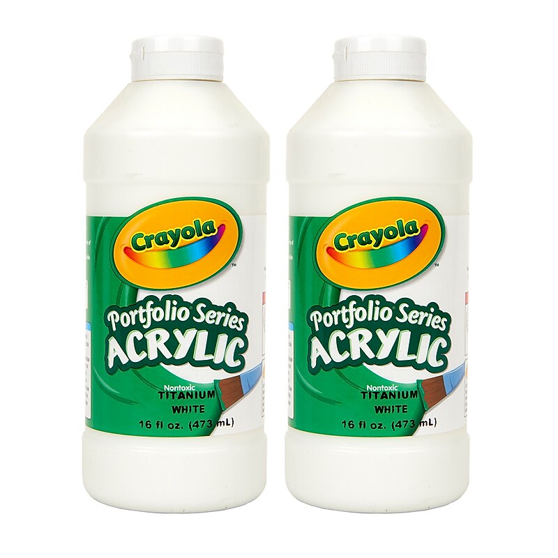 Crayola Portfolio Series Acrylic Paint, White, 16 oz., 2/Bundle (BIN204016432-2) image 1