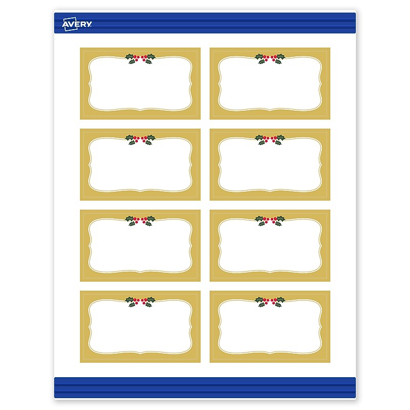Avery Gold-Metallic Berries Matte Blank Card, White, 80/Pack (S00-FH1) image 1