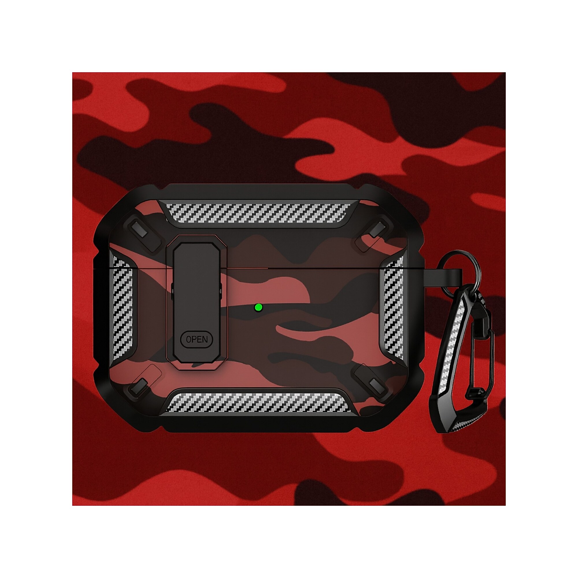 SaharaCase Raider Series Heavy Duty Secure Lock Case for Airpods Pro 3, Shock Absorbing Corners, Camo Red (HP00225) Sansujyuku sansujyuku.com