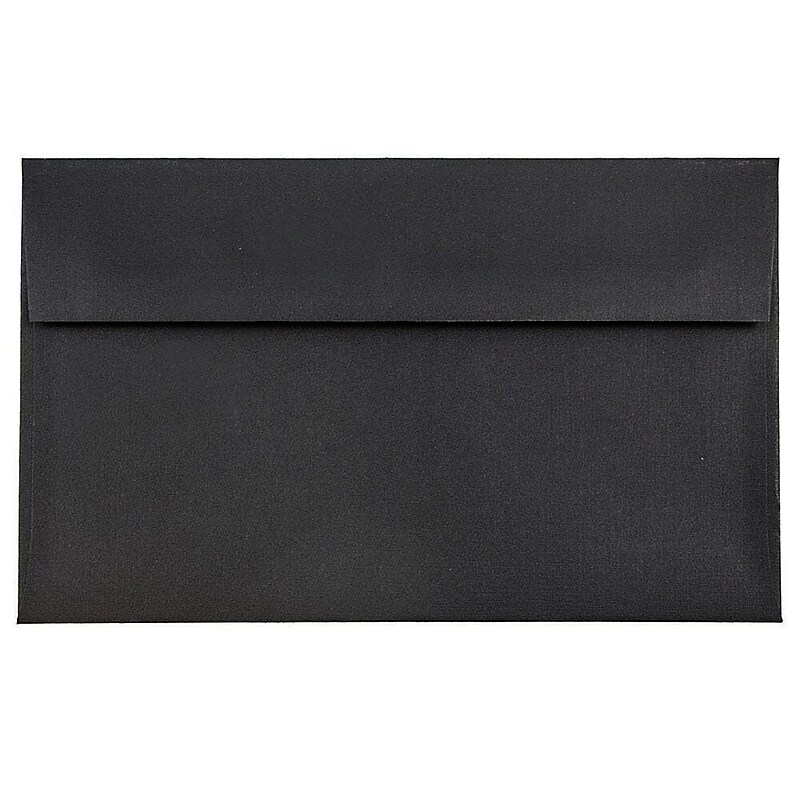 JAM Paper A10 Booklet Envelope 6" x 9 1/2", Black Linen, 100/Pack (36168d) image 1