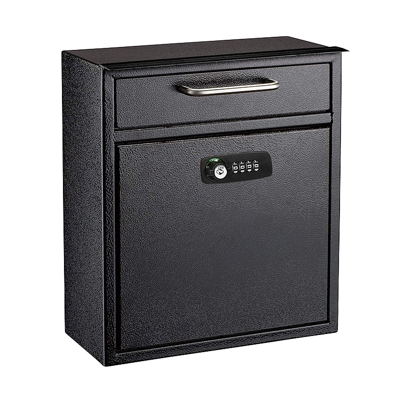 AdirOffice Steel Combination Locking Wall Mounted Interoffice Drop Box Mailbox, Medium, Black (631-05-BLK-KCPK) image 1