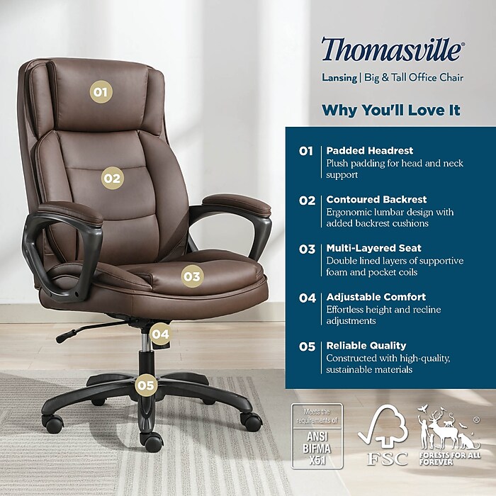 Thomasville Lansing Ergonomic Polyurethane Big & Tall Chair, 400