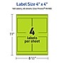 Avery Laser/Inkjet Multipurpose Square Labels, 4" x 4", Bright Green, 160/Pack (94100)~#|#~5ED0A4A6-53F1-40A2-B3E098FA86038A3D_sc7