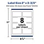 Avery Laser/Inkjet Waterproof Multipurpose Rectangle Labels, 2" x 3.75", White, 800 Labels/Box (94240)~#|#~5ED3CCA2-97A9-4E96-82DCB3AA44E2E335_sc7