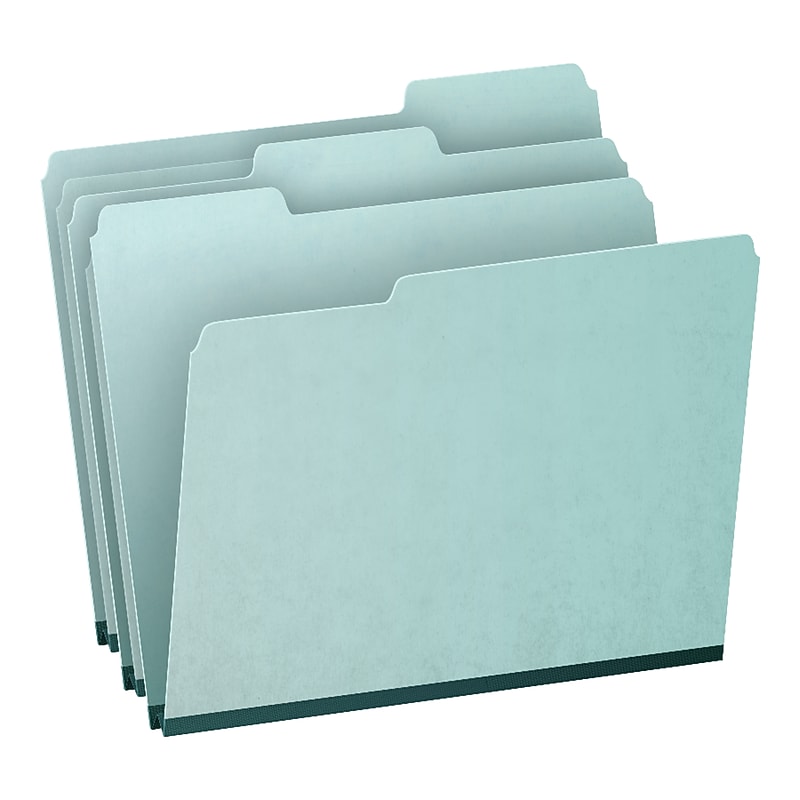 Pendaflex Recycled Heavy Duty Pressboard File Folder, 1/3-Cut Tab, 1" Expansion, Letter Size, Blue, 25/Box (9200T 1/3) image 1
