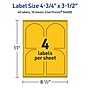 Avery Laser/Inkjet Arched Multipurpose Labels, 4.75" x 3.5", Bright Yellow, 40/Pack (94600)~#|#~5EDC3079-4930-4E18-8C91132642F6B1DD_sc7