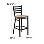 Flash Furniture HERCULES Series Traditional Metal Ladder Back Restaurant Barstool, Black/Natural Wood (XUDG697BBARNTW)~#|#~5EE9B27E-7559-4D12-A5EAD4694C5AA797_sc7