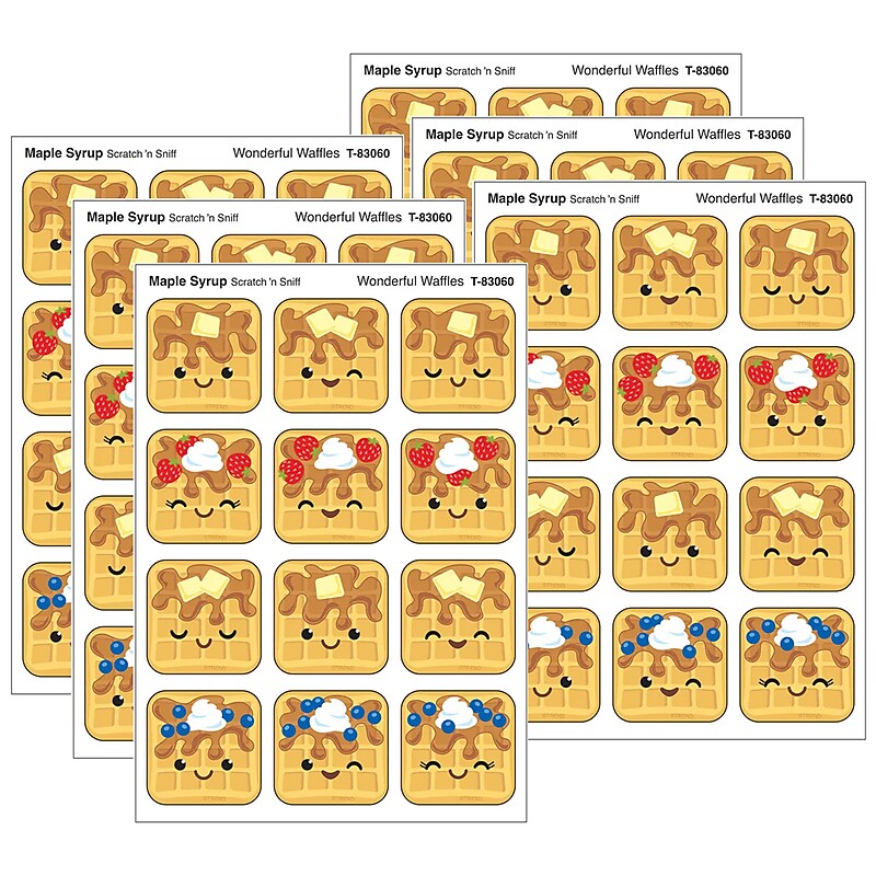 Trend Enterprises Wonderful Waffles Maple Syrup Scent Scratch 'n Sniff Stinky Stickers, Multicolored, 48/Pack, 6/Packs/Bundle image 1