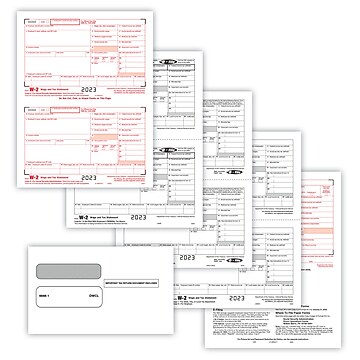 ComplyRight 2023 W-2 Tax Form Kit with Envelopes, 6-Part, 2-Up, 50/Pack (95216E)