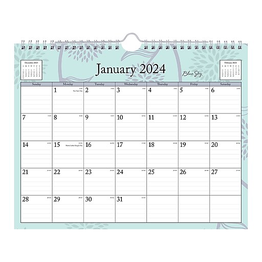 2024 Blue Sky Rue Du Flore 11" x 8.75" Monthly Wall Calendar, Blue