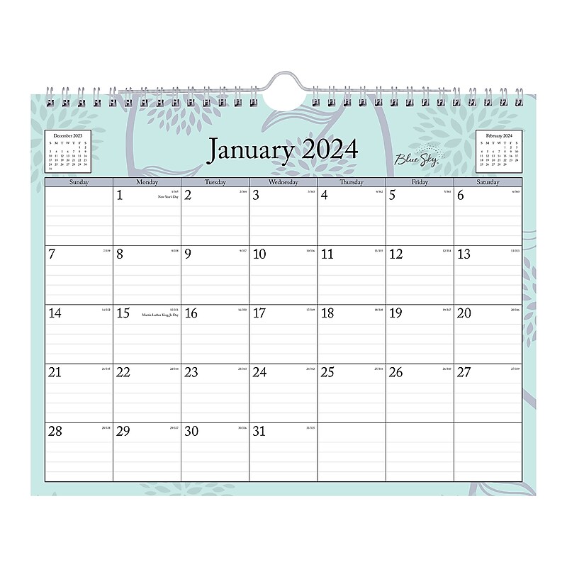 2024 Blue Sky Rue Du Flore 11" x 8.75" Monthly Wall Calendar, Blue/Purple (101613-24) image 1