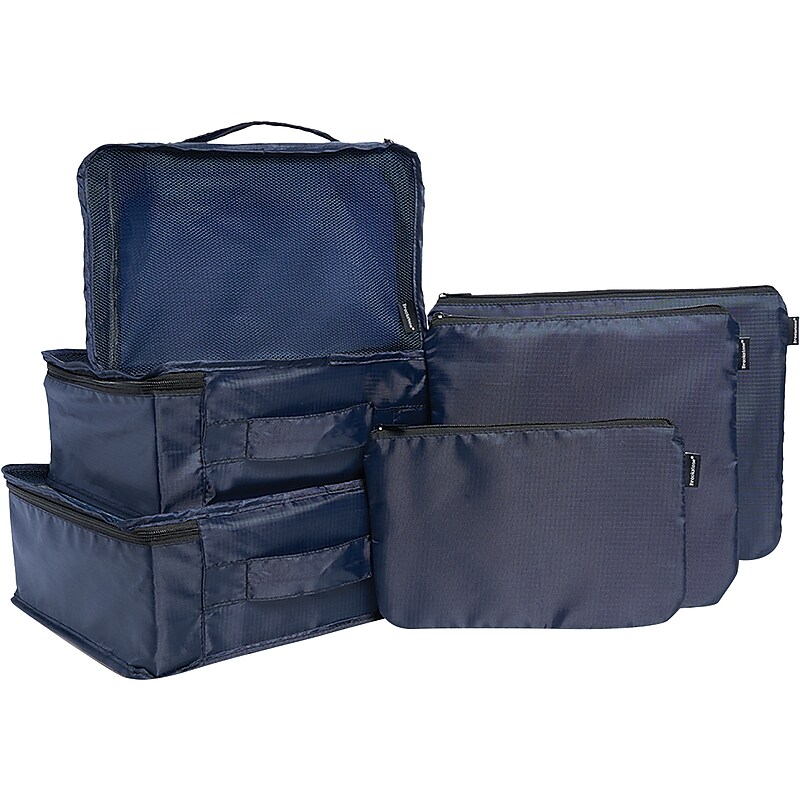 Brookstone 12.2" 6-Piece Polyester Travel Pouch Set, Blue (BNPC0001) image 1