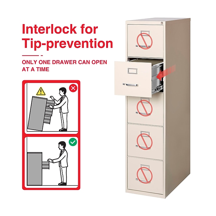 Staples Commercial 5-Drawer Vertical File Cabinet, Letter Size