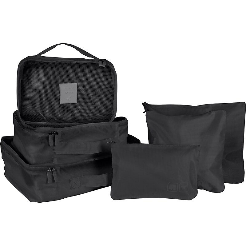 G Force 6-Piece Fabric Travel Pouch Set, Water Resistant, Black (27105-BLACK) image 1