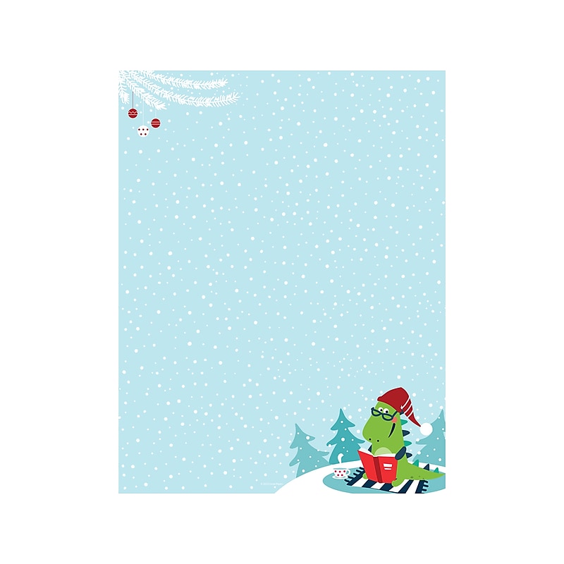 Great Papers Christmas Dinosaur Reading Holiday Letterhead, Multicolor, 50/Pack (2022013) image 1