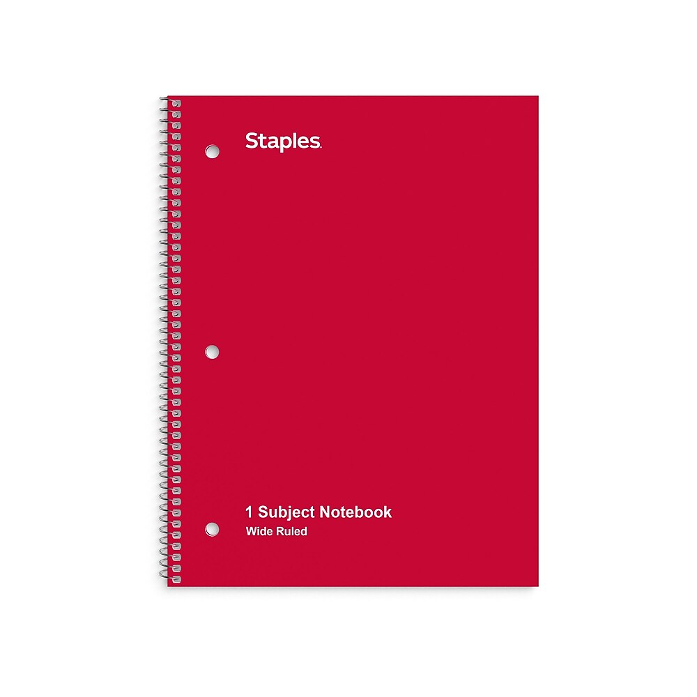 Staples® 1-subject notebook, wide ruled, 70 pages
