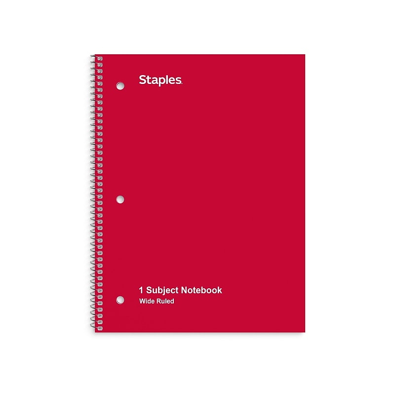 Staples 1-Subject Notebooks, 8" x 10.5", Wide Ruled, 70 Sheets (ST54893C) image 1