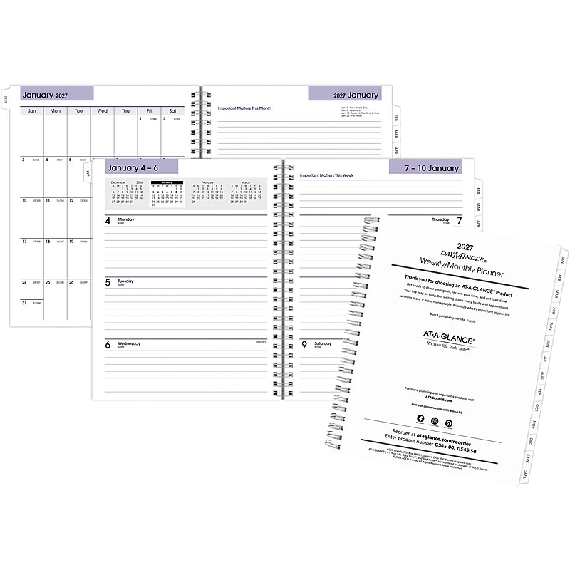 2027 AT-A-GLANCE DayMinder Executive 8.75" x 7" Weekly & Monthly Planner Refill Pages, White (G545-50-27) image 1