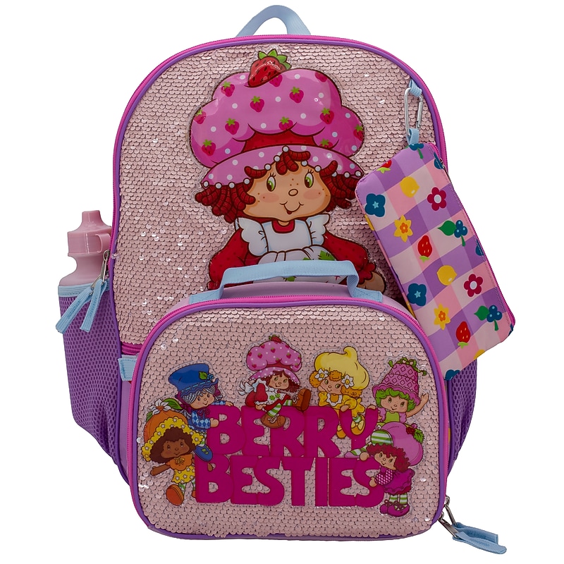 Accessory Innovations Kids 5-Piece Strawberry Shortcake Backpack Set, Medium, Pink/Purple (B26SC67621A-ST) image 1