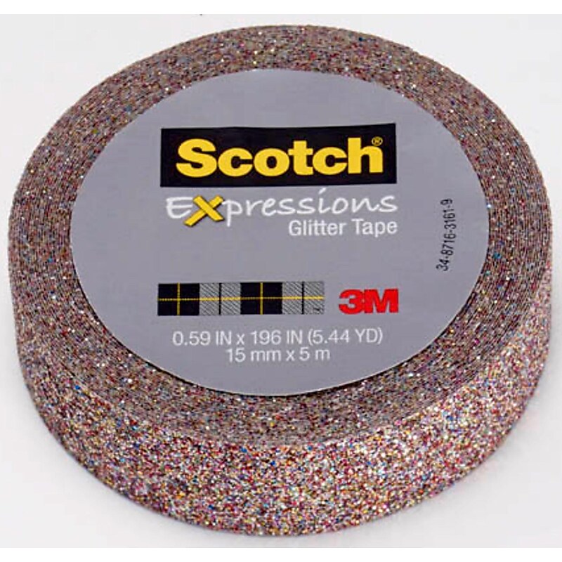 Scotch® Expressions Washi Tape, 0.59" x 5.44 yds., Multi-Colored Glitter (C514-MUL) image 1