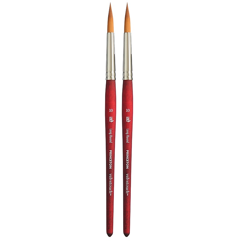 Princeton Velvetouch Mixed Media Synthetic Long Round Brush, 2/Pack (PBXP3950LR10-2) image 1