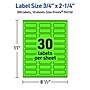 Avery Laser/Inkjet Multipurpose Rectangle Labels, 0.75" x 2.25", Neon Green, 300/Pack (94216)~#|#~5F372125-4DFD-421E-B1C23D33BEE3082E_sc7