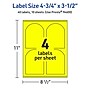 Avery Arched Laser/Inkjet Multipurpose Labels, 4.75" x 3.5", Neon Yellow (40/Pack)~#|#~5F39B25B-42EC-43EC-AF22057D5F69814A_sc7