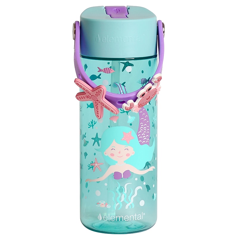Elemental Splash Charm Plastic Water Bottle, 18 oz., Mermaid (EMLETR18MM15C) image 1