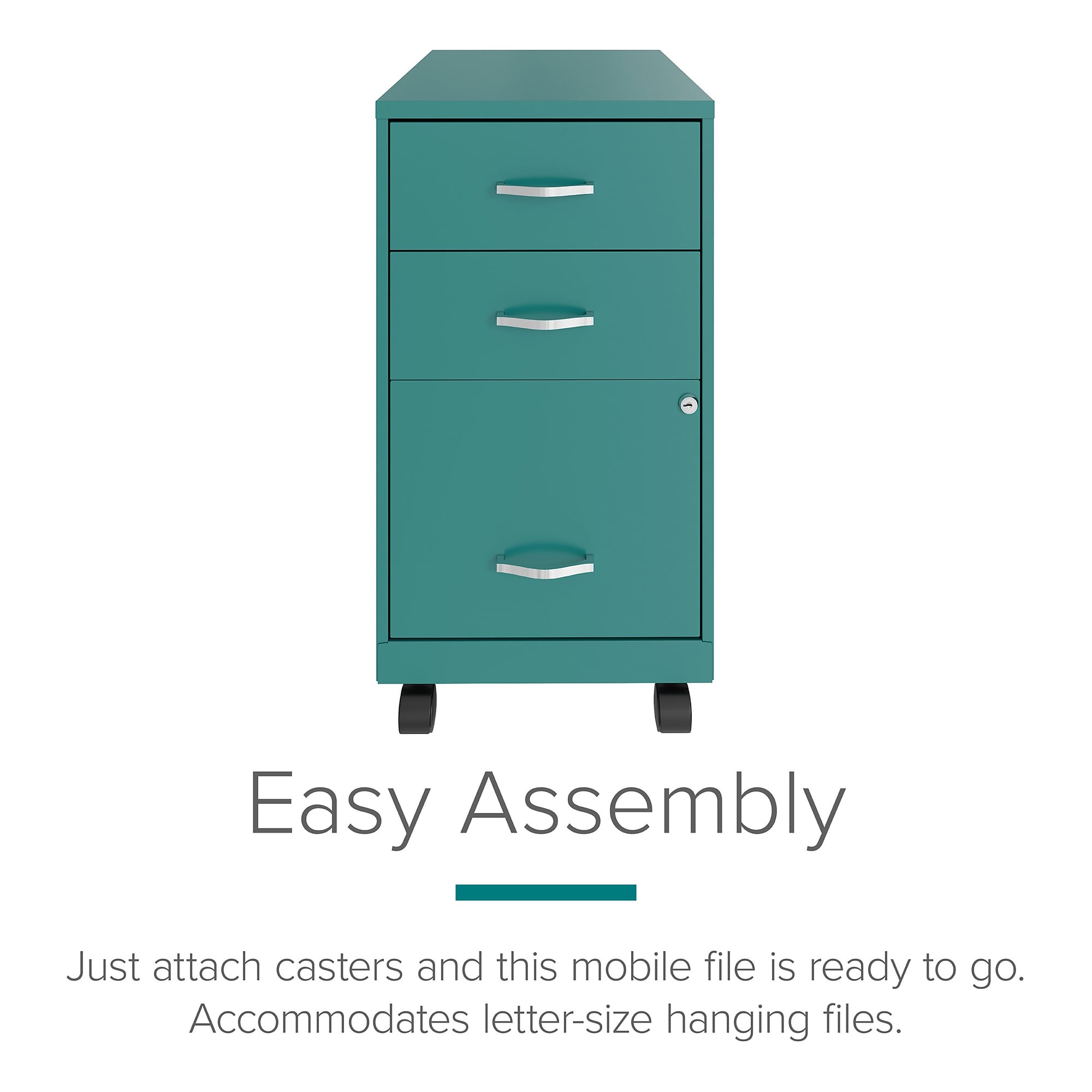 Space Solutions 3-Drawer Mobile Vertical File Cabinet, Letter Size, Lockable, 26.7″H x 14.25″W x 18″D, Teal (24431) Sansujyuku sansujyuku.com