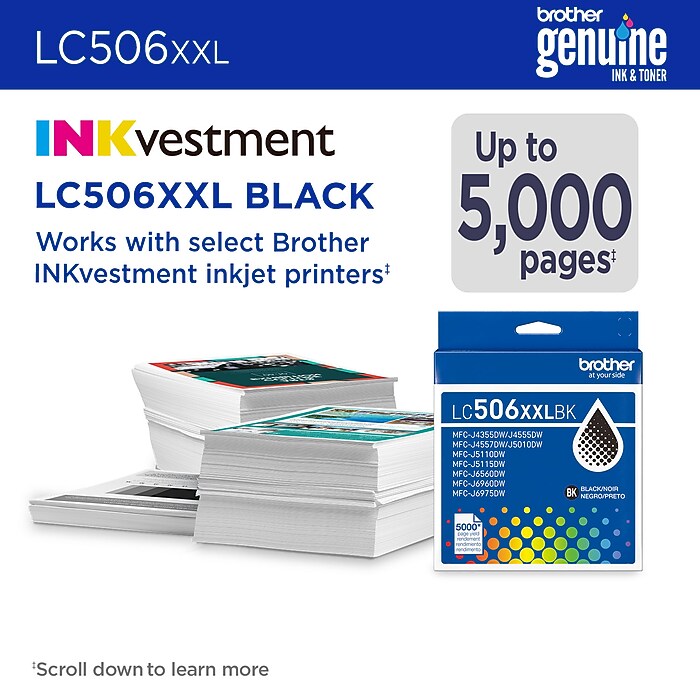 Brother LC506XXL Black Super High Yield Ink Cartridge, Prints Up