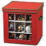Household Essentials Ornament Storage Box with Clear Front Panel and Adjustable Dividers, 27/Pack, Red/Green (HH552RED)~#|#~5F49AADF-0B2F-492A-B3660E4927076BBC_sc7