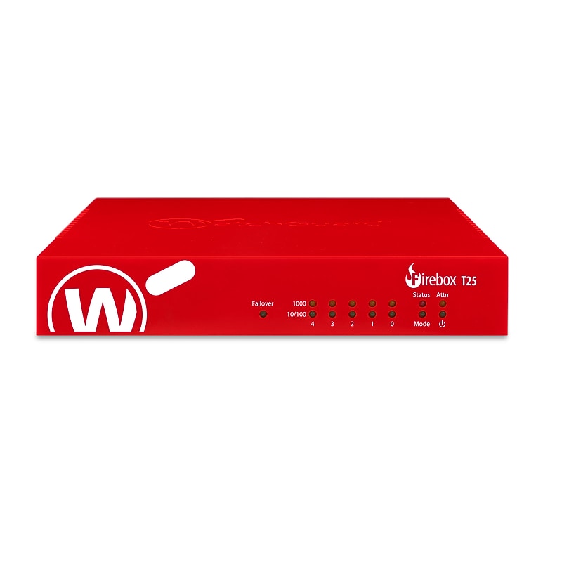WatchGuard Firebox T25 Network Security/Firewall Appliance, Desktop, Red (WGT25673) image 1