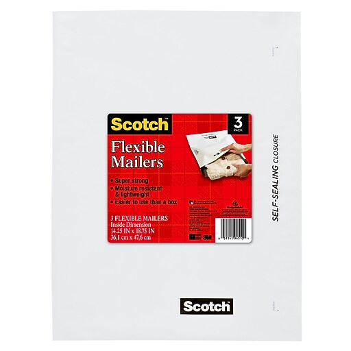14.25" x 18.75" SelfSealing Poly Mailer, 3, White, 3/Pack (8990W3) Staples