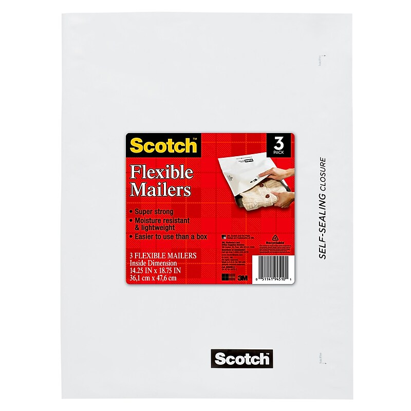 14.25" x 18.75" Self-Sealing Poly Mailer, #3, White, 3/Pack (8990W-3) image 1