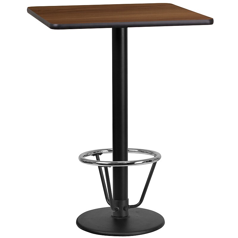 Flash Furniture Square Laminate Table Top with Round Base, 24" x 24", Walnut (XUWA2424TR18B3F) image 1