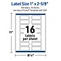 Avery Rectangle Laser/Inkjet Multipurpose Labels, 1" x 2-5/8", White, 160/Pack (19479370901)~#|#~5F57F5F4-8F83-4DE9-AFC92D6B77B92ACC_sc7