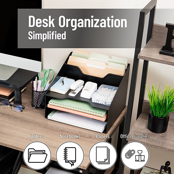 Mind Reader 5-Compartment Plastic Desk Tray, Black (ANCHBOX5-BLK