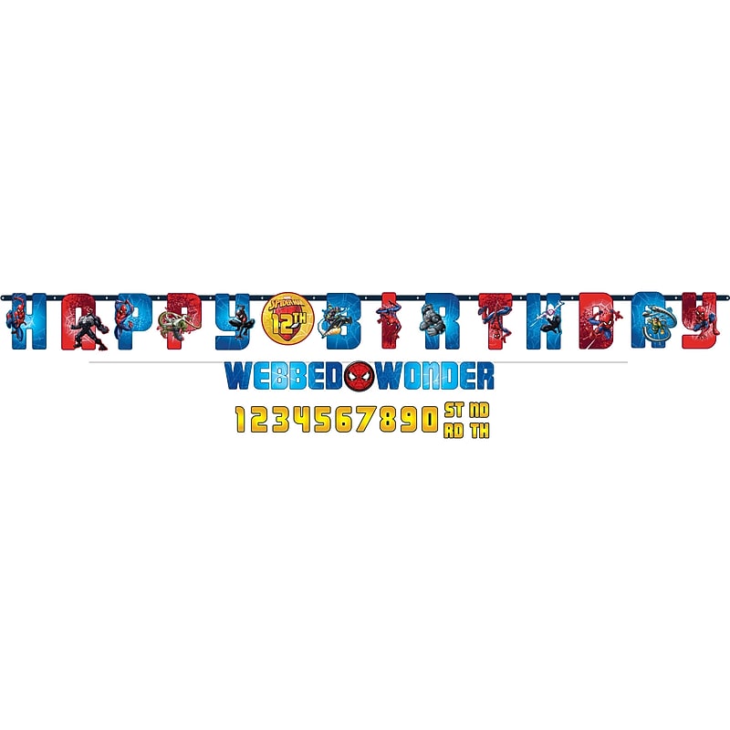 Party City Spider-Man Webbed Wonder Add-An-Age Birthday Banner Set, 2/Pack (AM120673-NS) image 1
