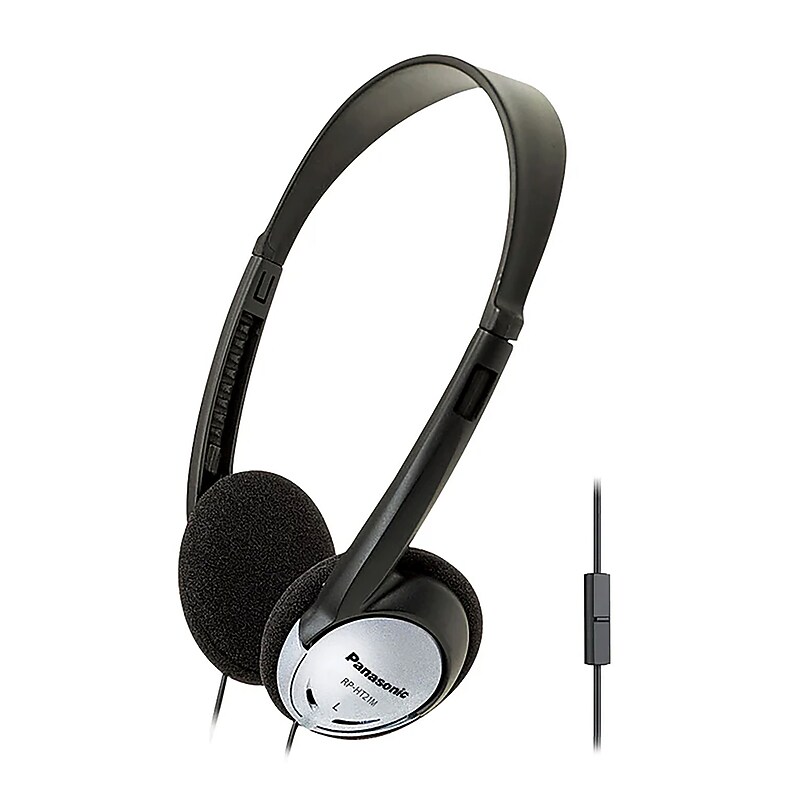 Panasonic On-Ear Headphones, Black & Silver (RP-HT21M) image 1